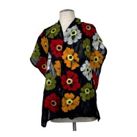 Black on Mix Color Flower Scarf